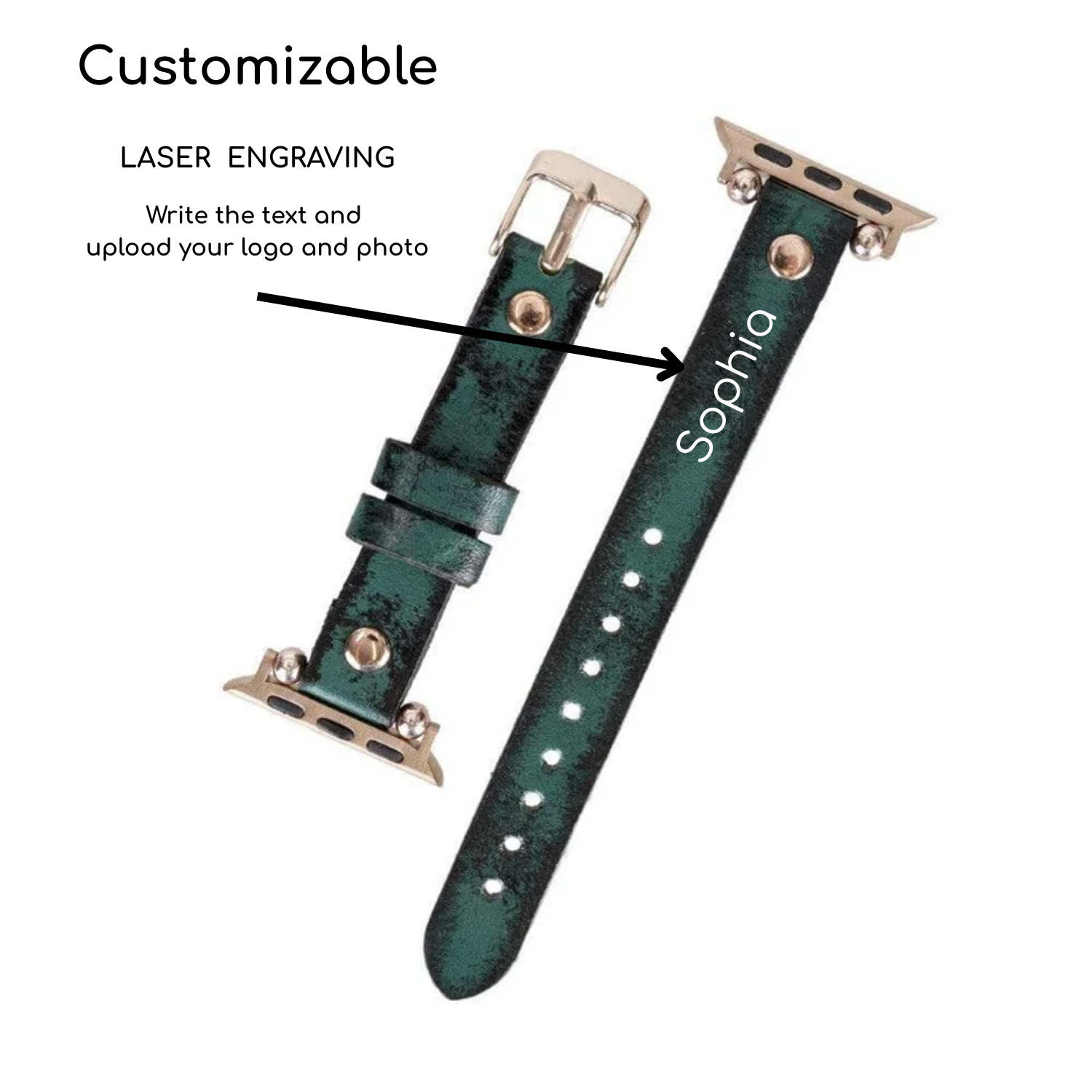 Apple Watch Vintage Green Leather Strap - Detroit
