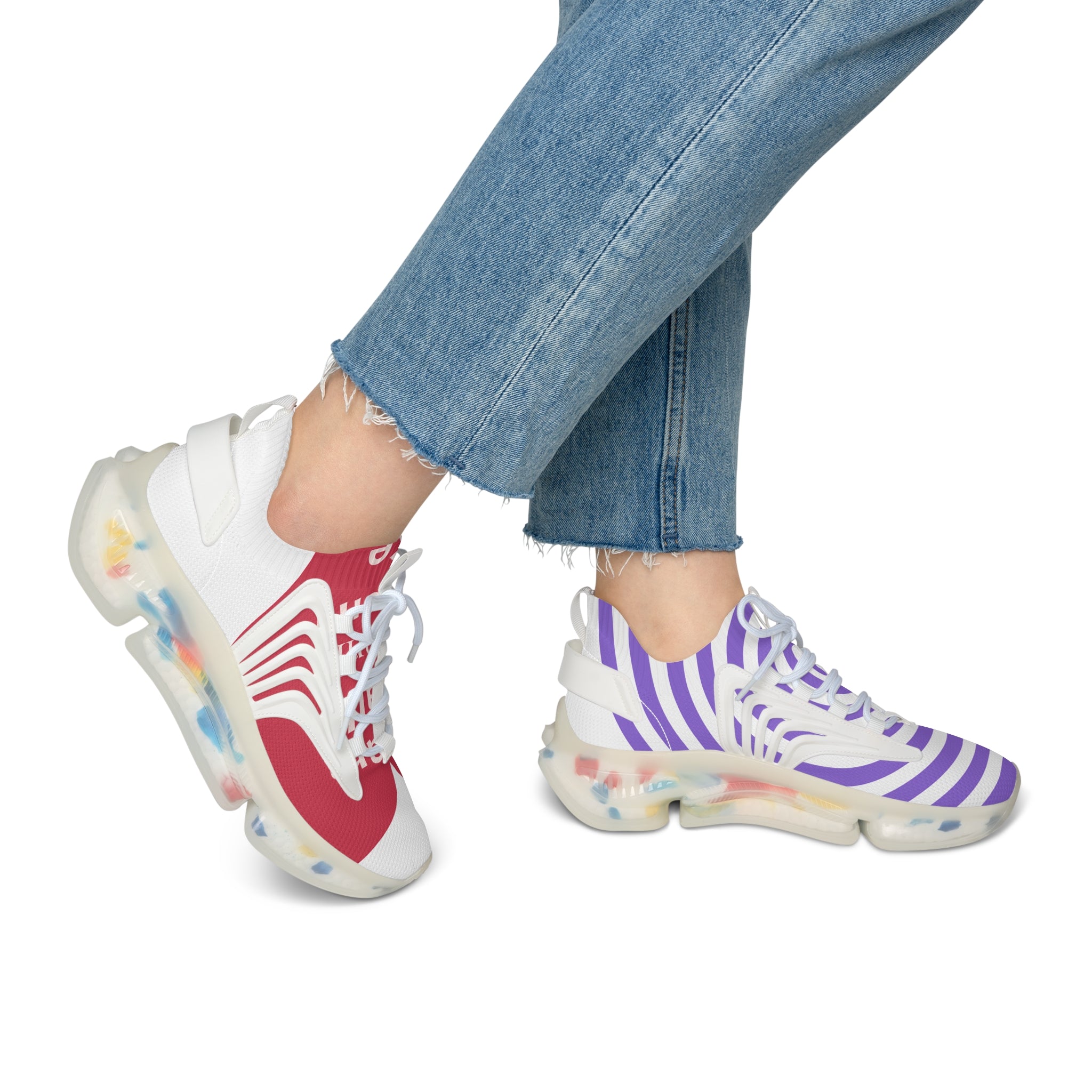Stylish Women's Mesh Sneakers - Trendy & Comfy Striped Design for Everyday Wear