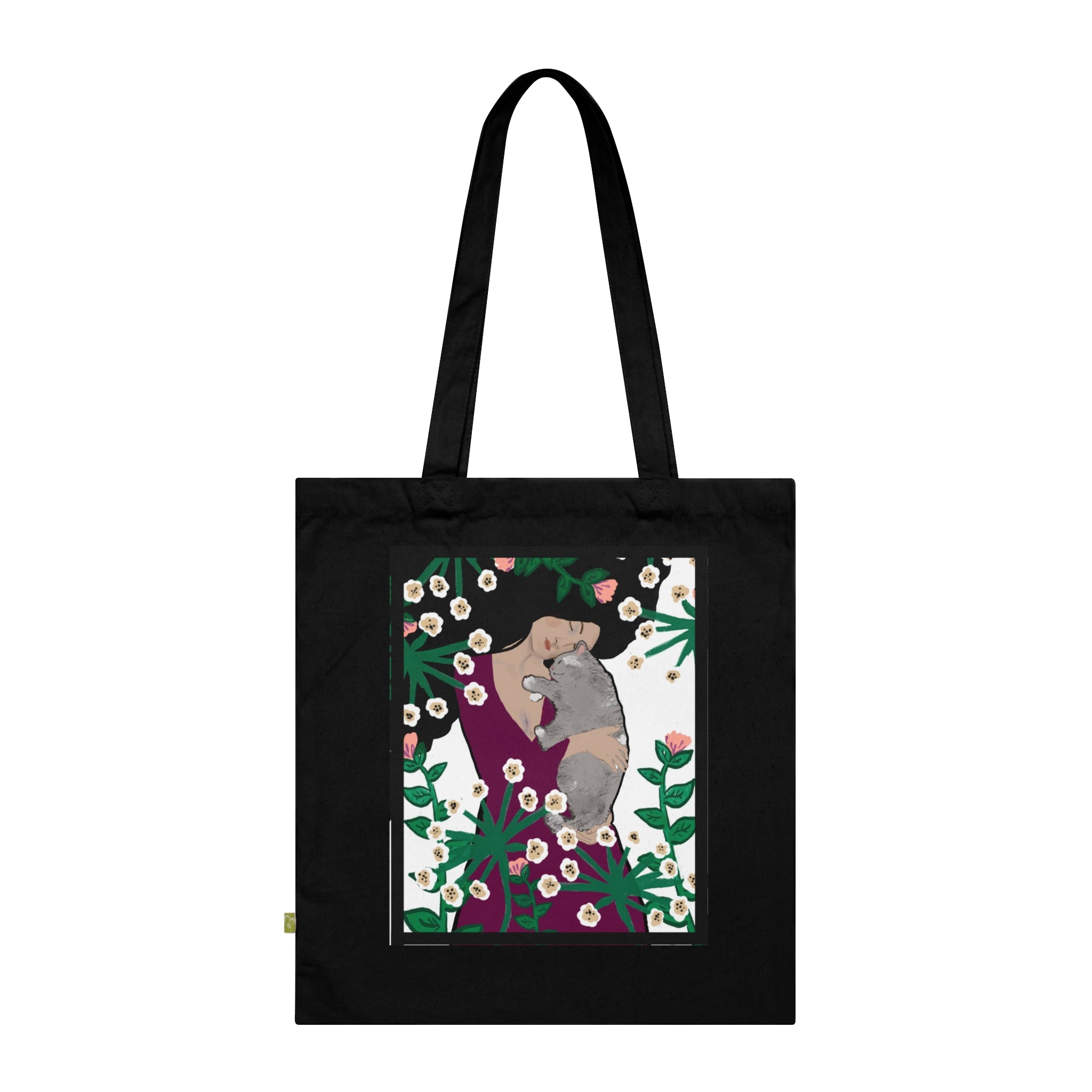 Eco-Friendly Organic Cotton Tote Bag with Floral Koala Design