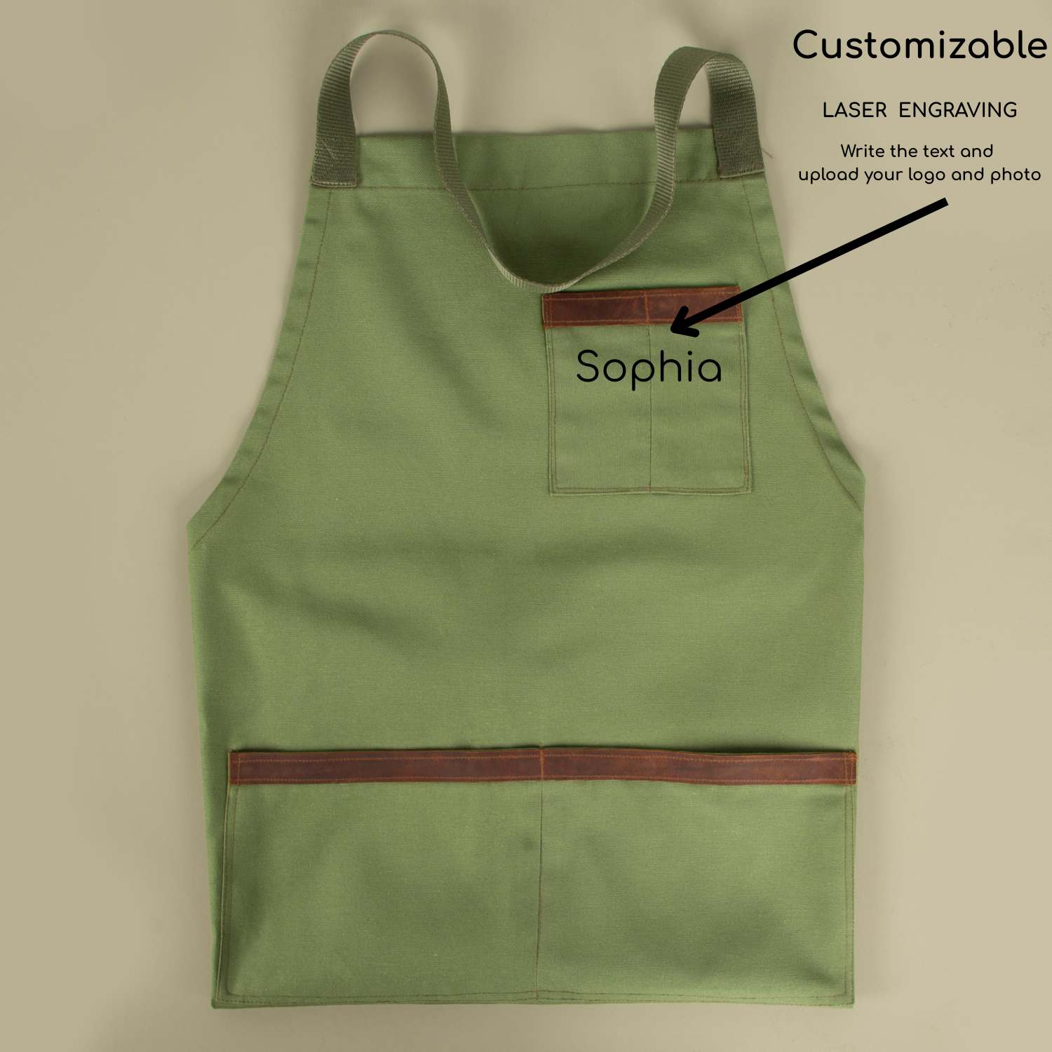 Durable Canvas Work Apron - Olive Green - Provence
