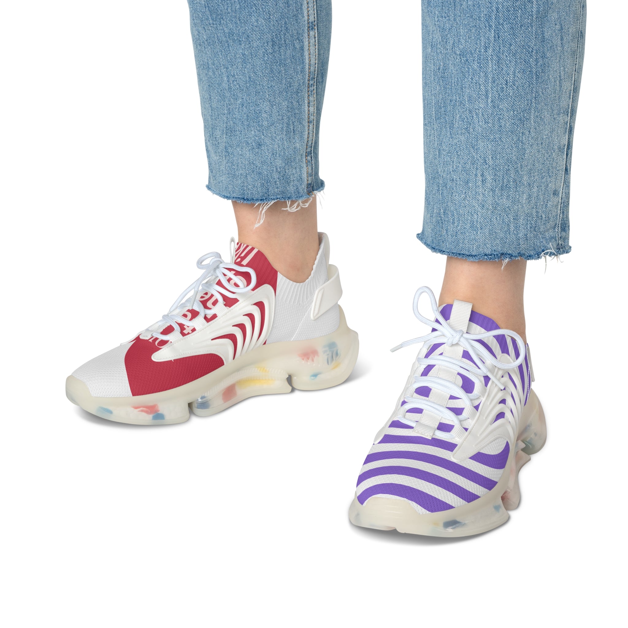 Stylish Women's Mesh Sneakers - Trendy & Comfy Striped Design for Everyday Wear