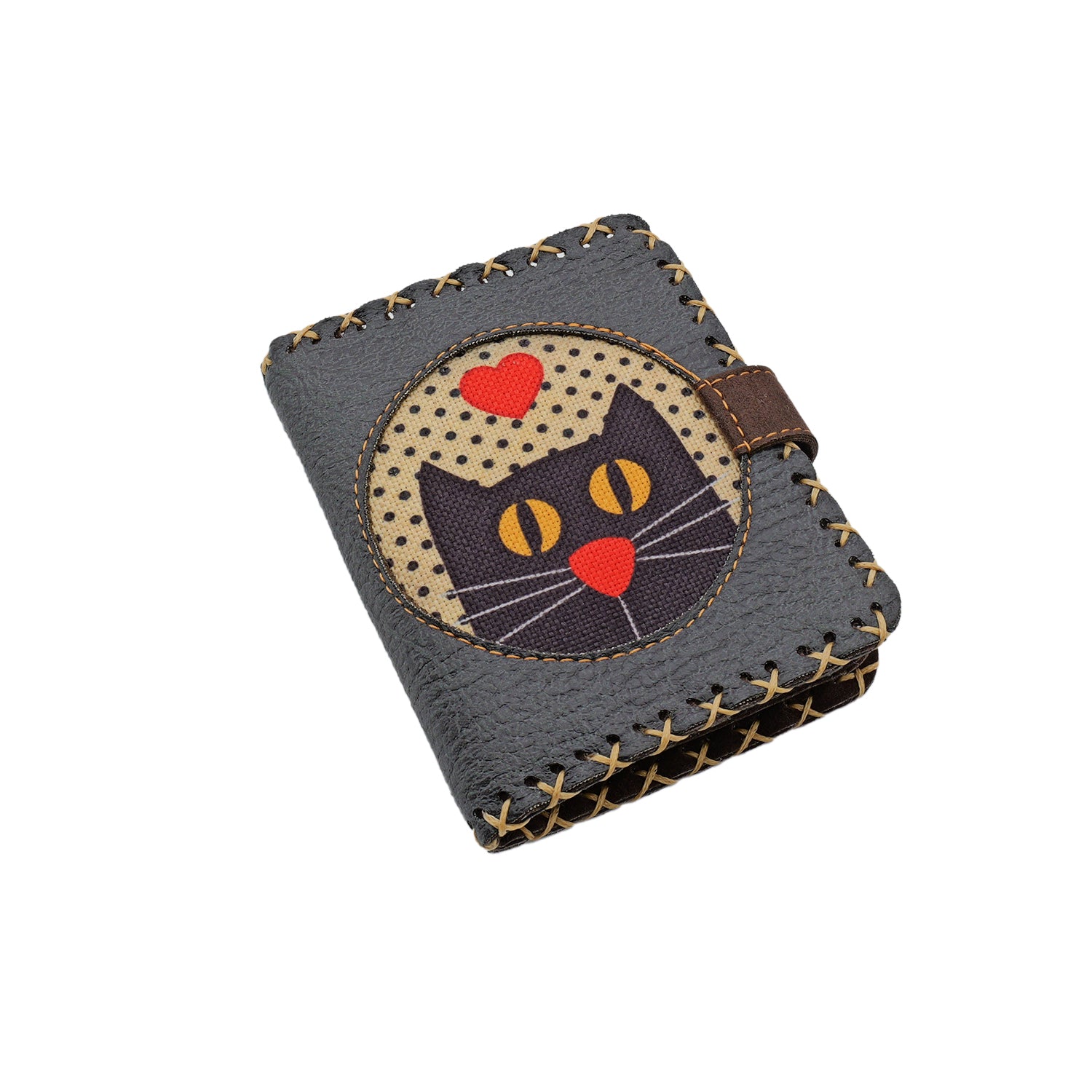 Charming Black Cat Leather Handbag & Wallet Set Of Three – Charcoal Gray