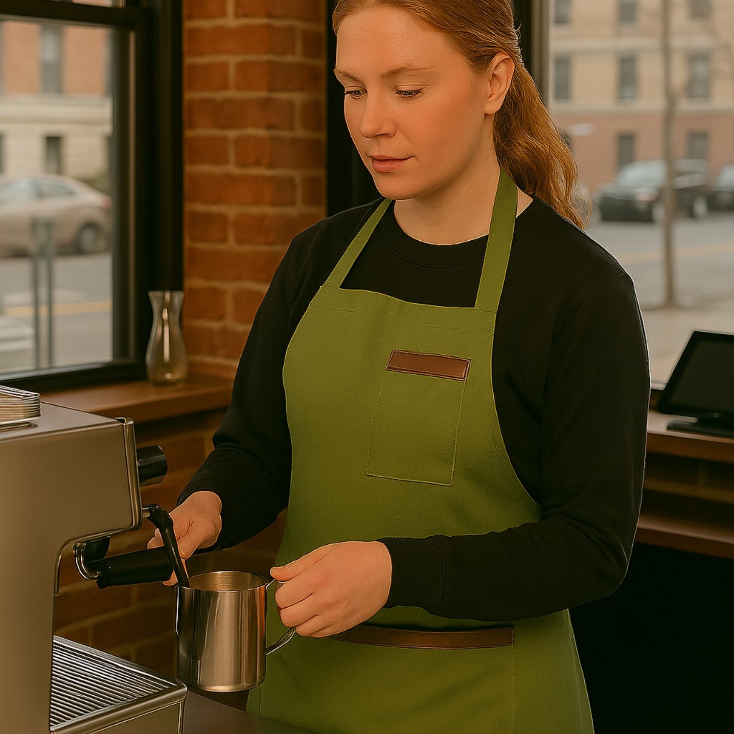 Durable Canvas Work Apron - Olive Green - Provence