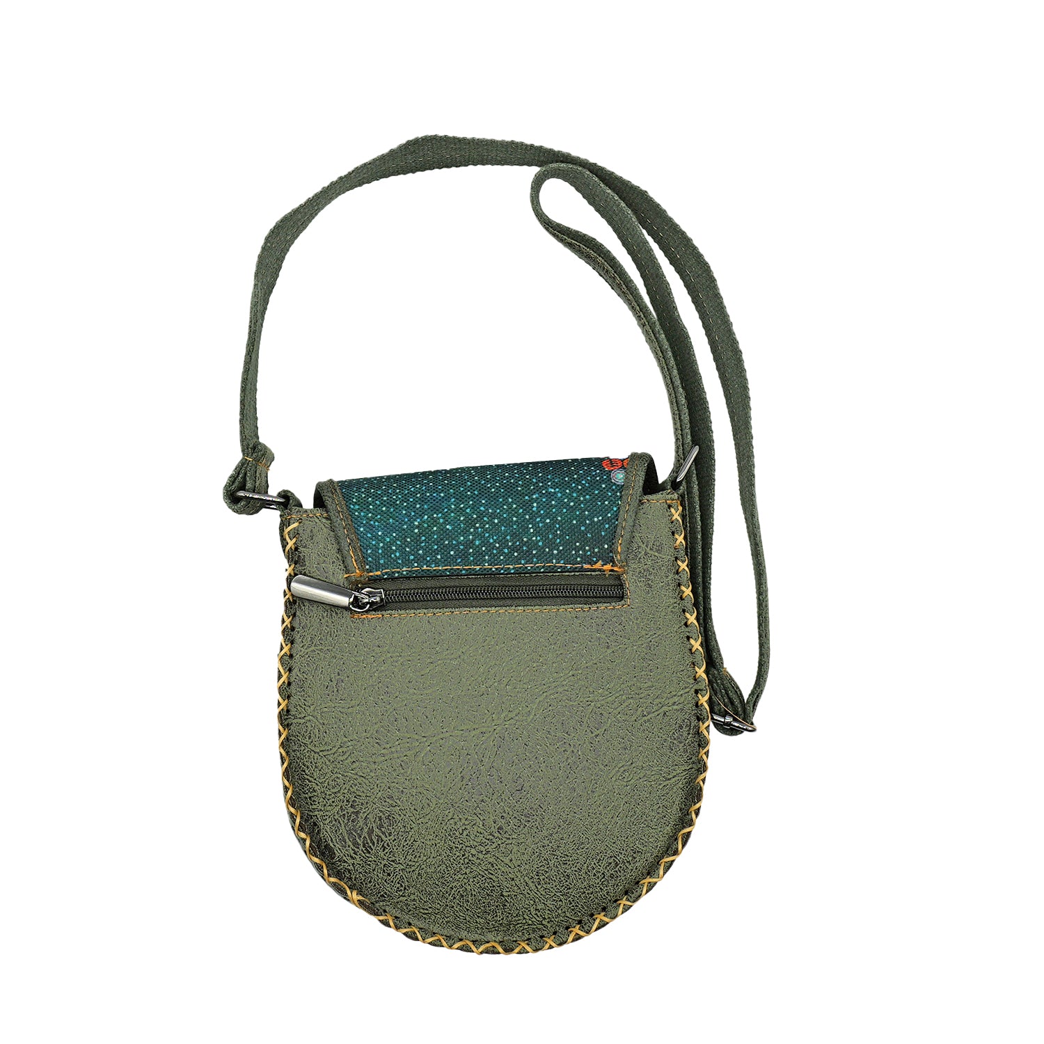 Whimsical Owl Leather Handbag & Wallet Set Of Two - Sage Green
