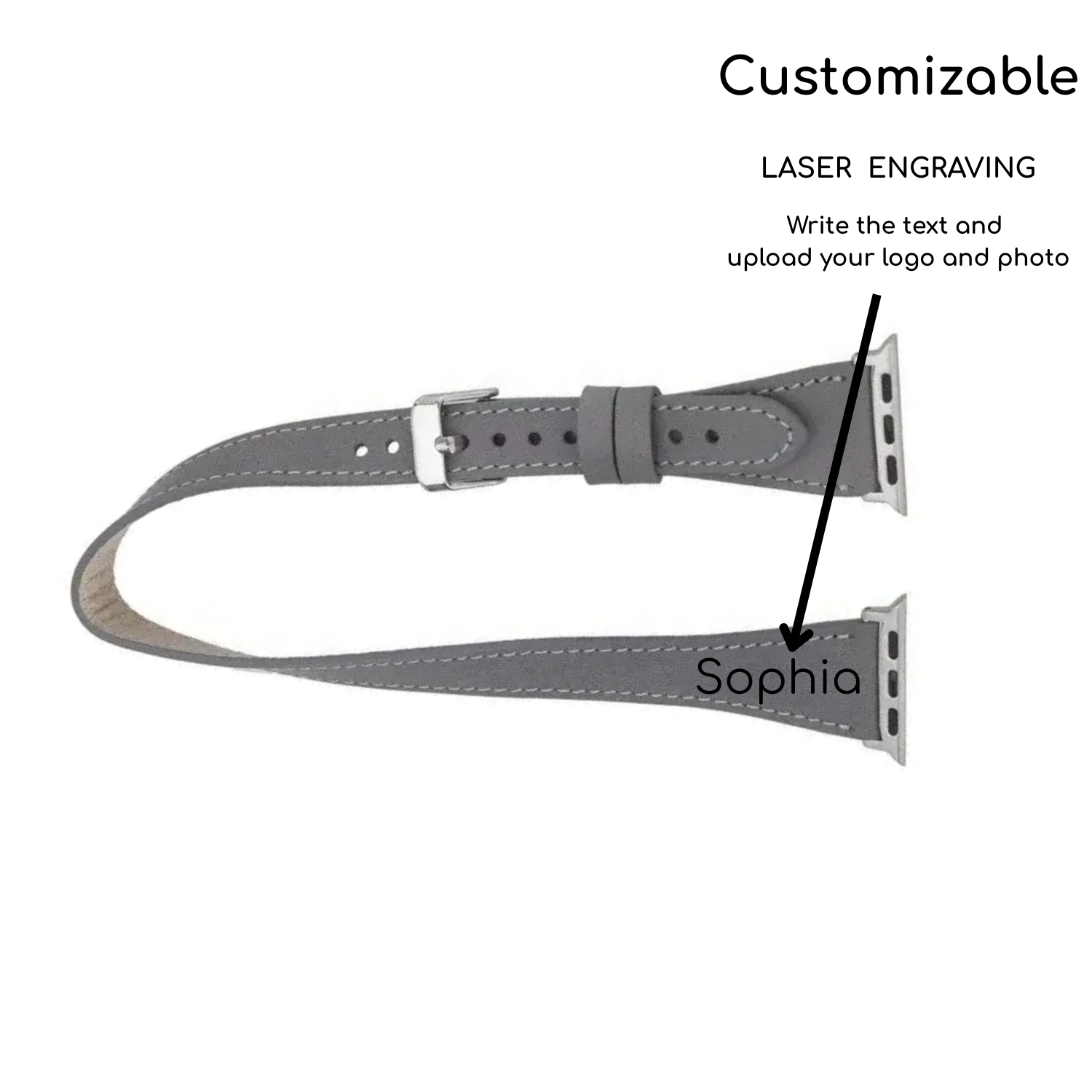 Luxury Double Wrap Grey Leather Apple Watch Band - San Diego
