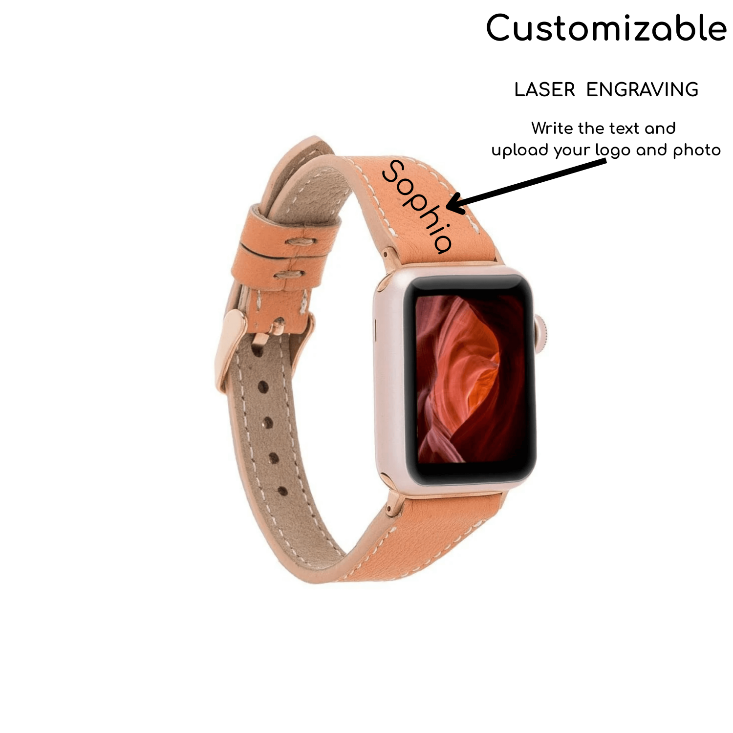 Classic Dusty Rose Leather Apple Watch Band - Dallas