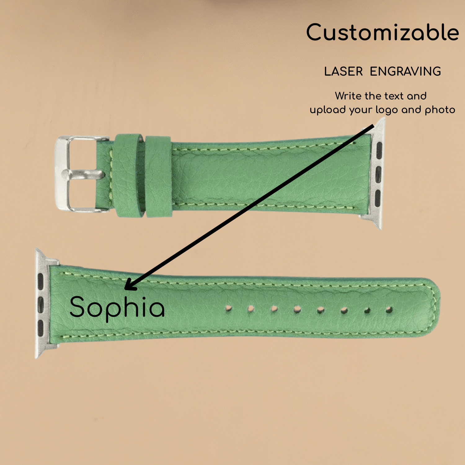 Apple Watch Green Leather Strap - Boston