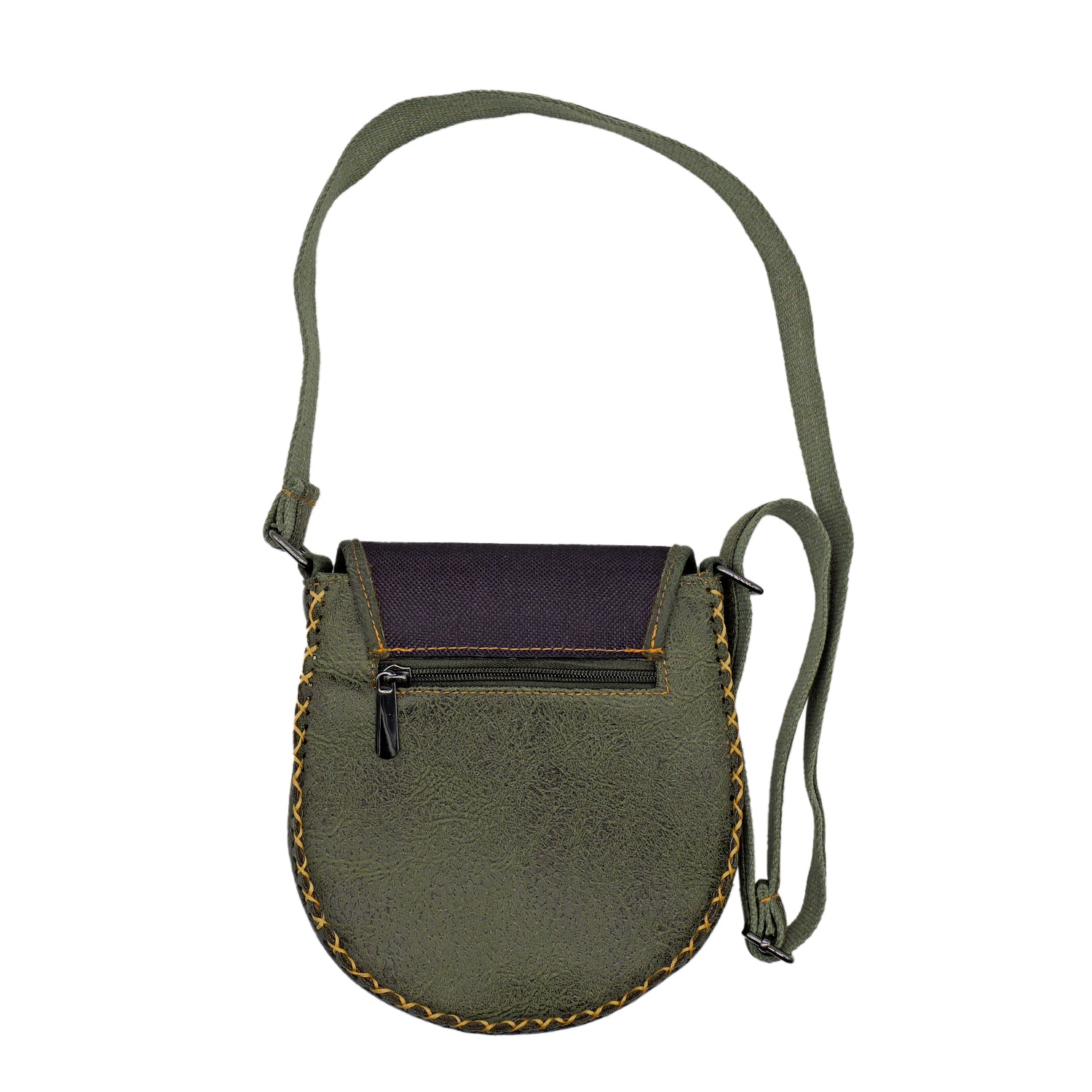 Charming Black Cat Leather Handbag & Large Wallet Set Of Two - Olive Green