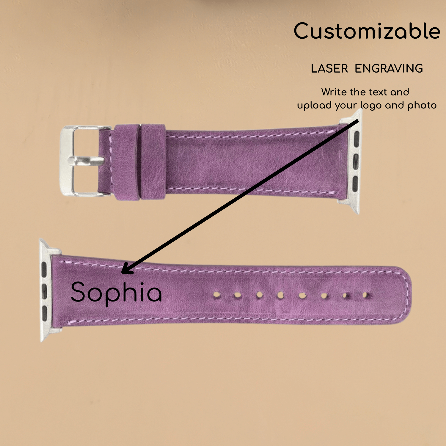 Apple Watch Purple Leather Strap - Boston