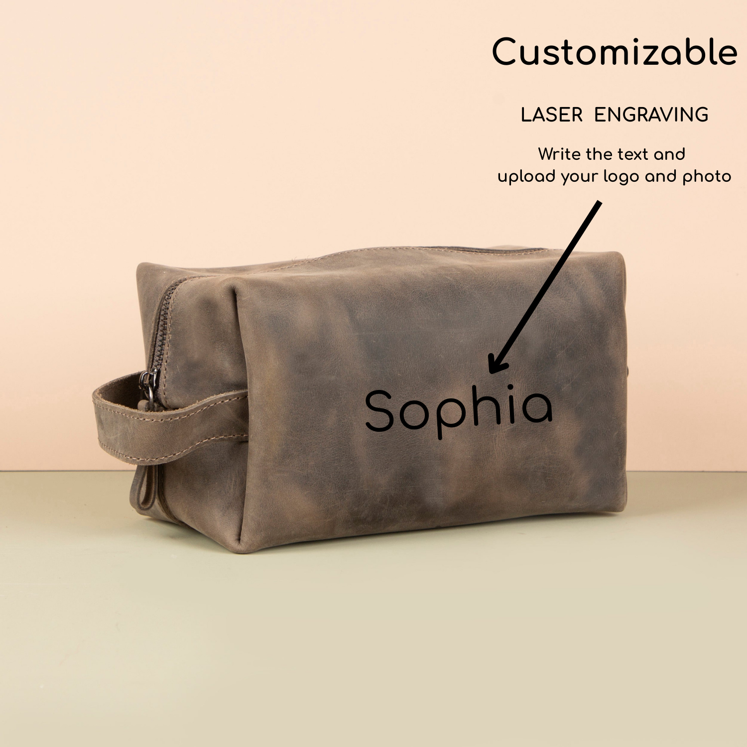 Handmade Leather Makeup Bag - Brown- Minneapolis