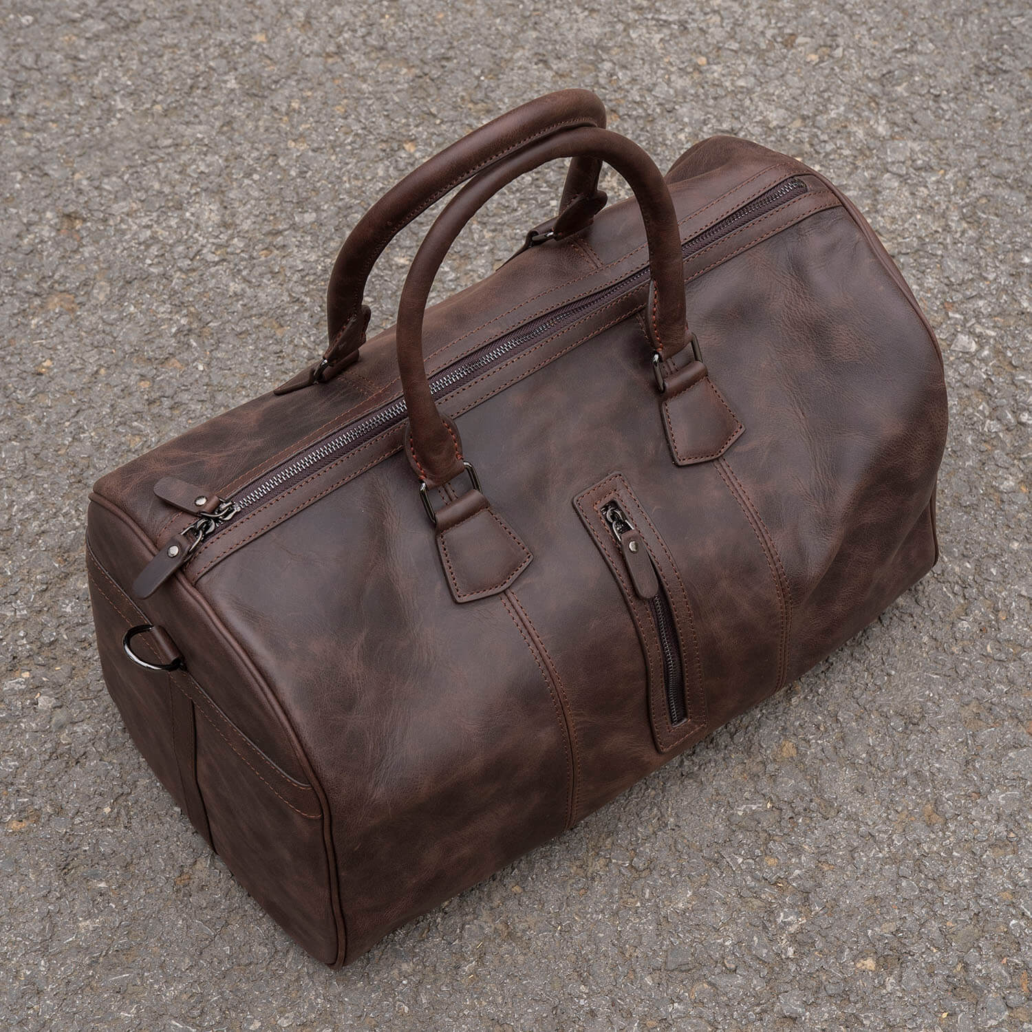 Vintage Leather Weekender Bag - Dark Brown - Edison