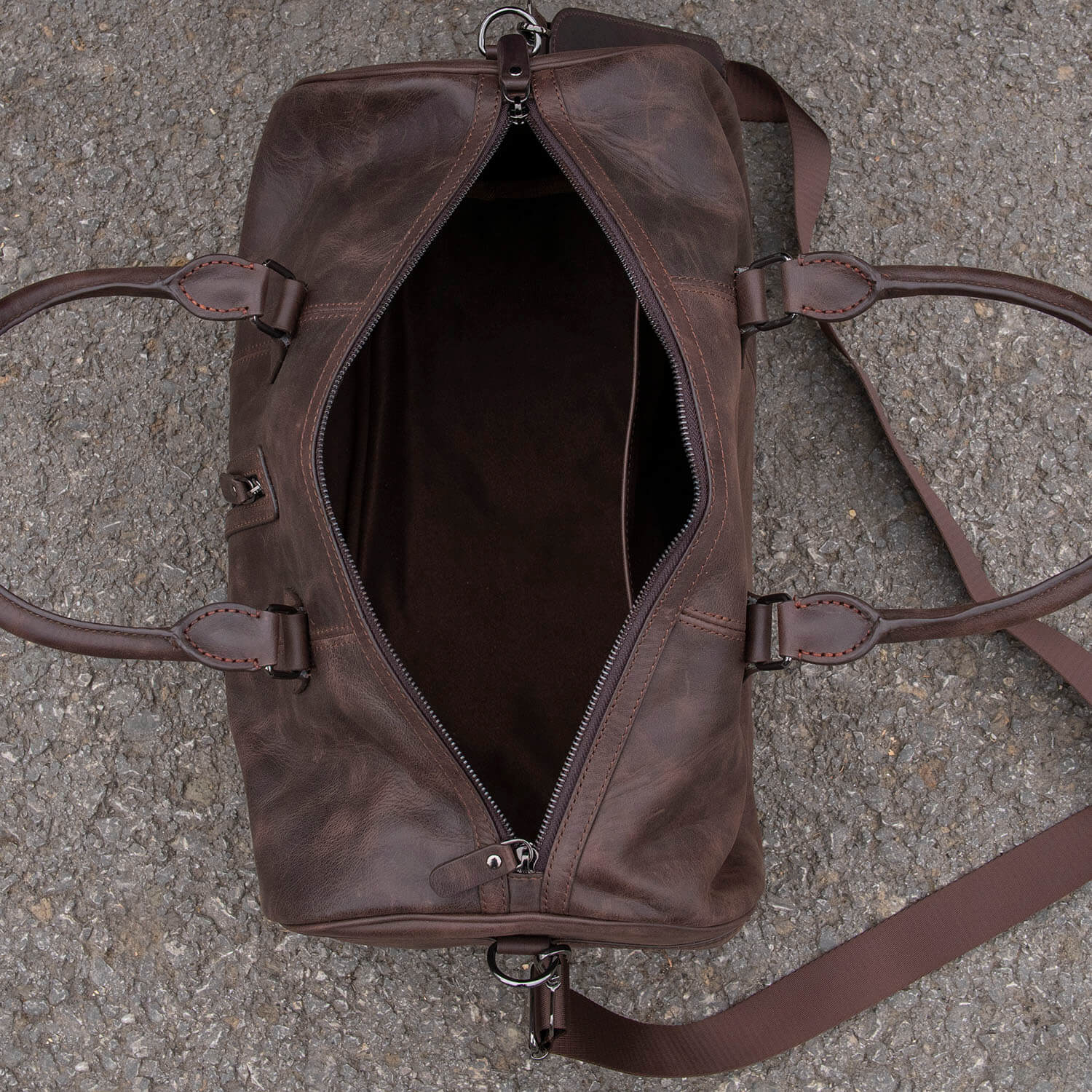 Vintage Leather Weekender Bag - Dark Brown - Edison