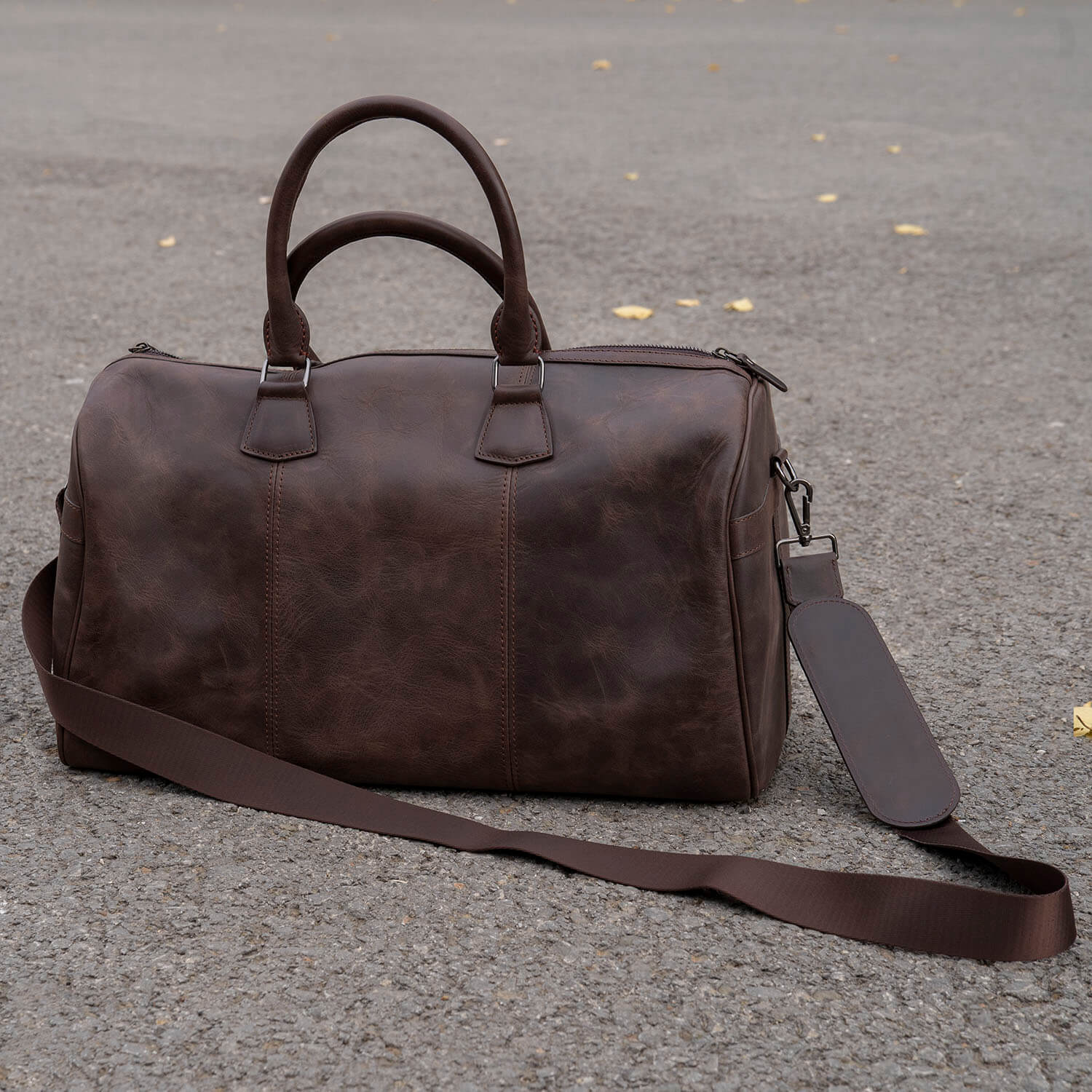 Vintage Leather Weekender Bag - Dark Brown - Edison