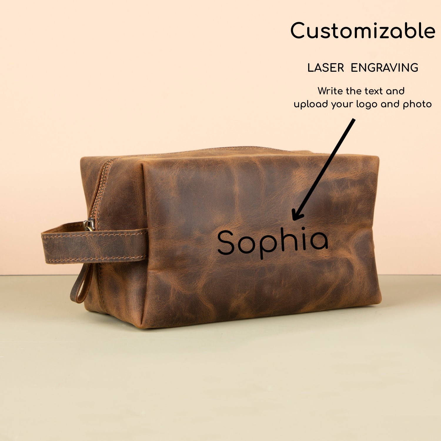 Handmade Leather Makeup Bag - Rich Brown- Minneapolis