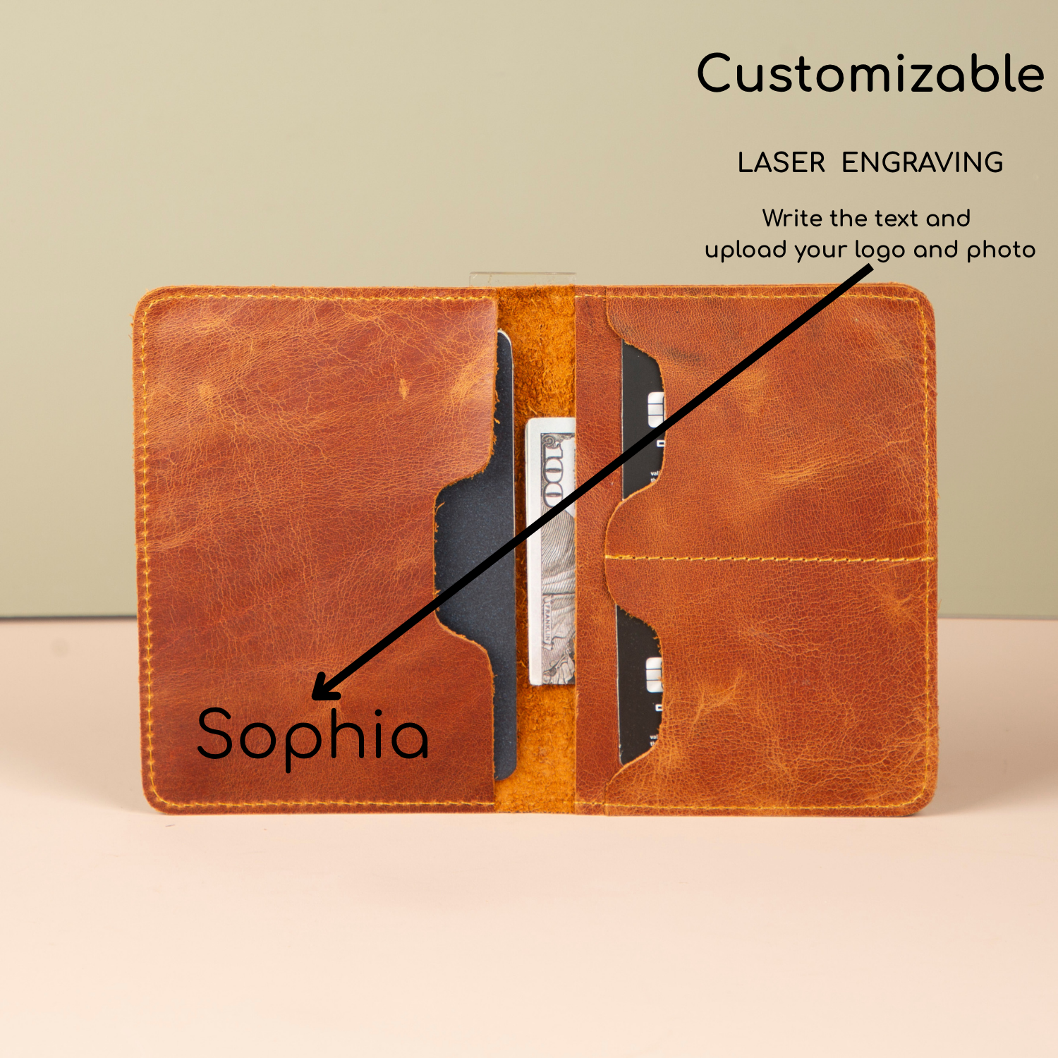 Leather Passport Holder - Brown - Milan