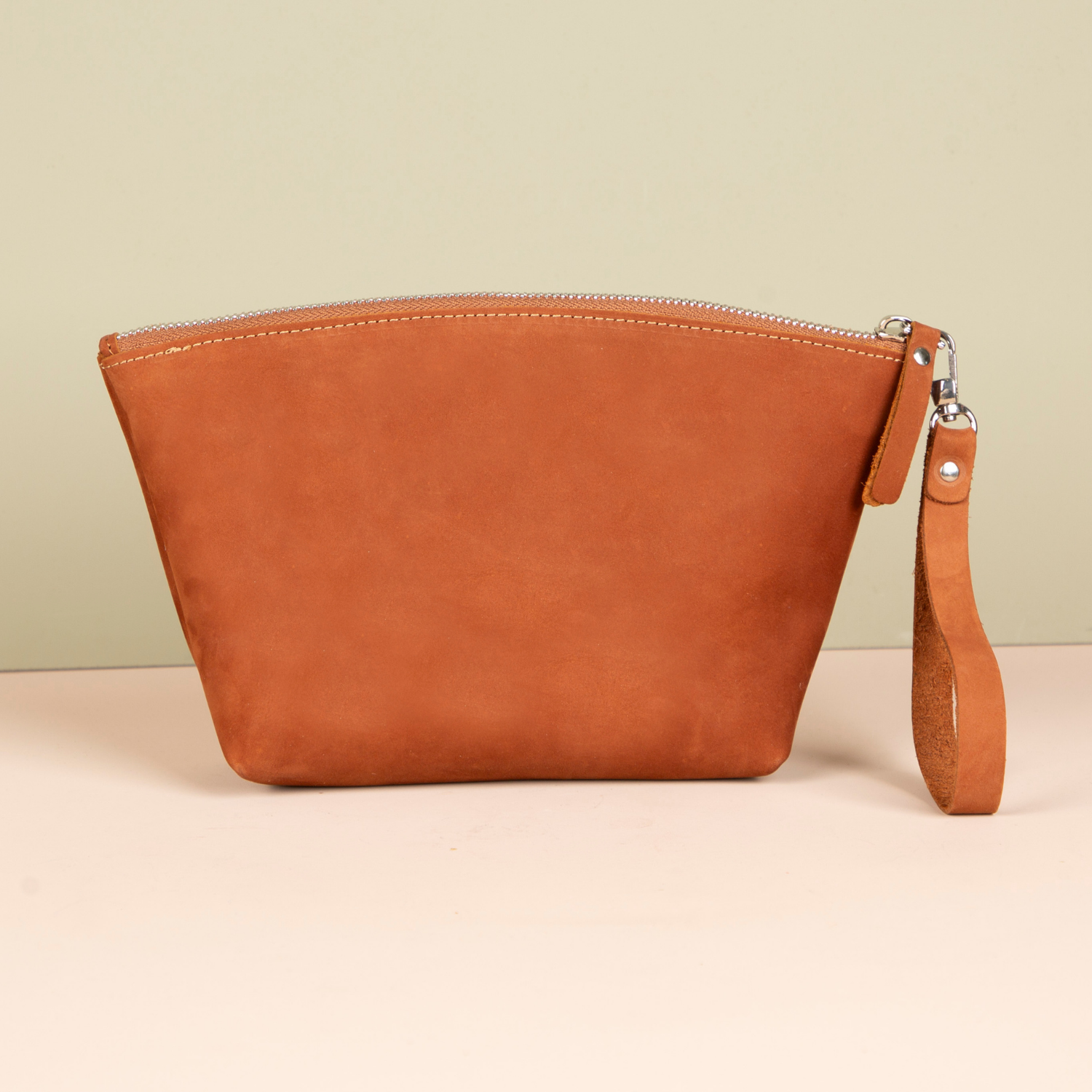 Handmade Leather Makeup Bag - Tan - Savannah