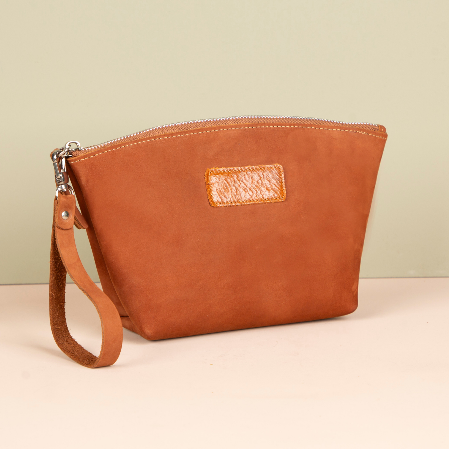 Handmade Leather Makeup Bag - Tan - Savannah