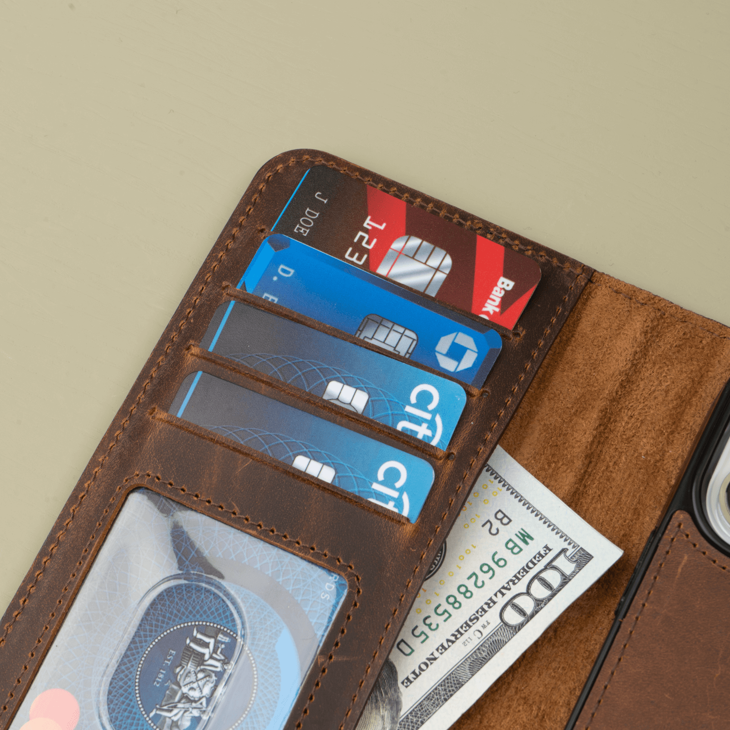 Dark Brown Leather iPhone 16 Series Wallet Case - LEATHERE