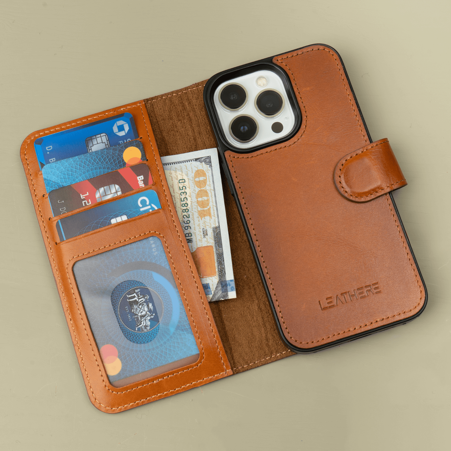 iPhone 17 Series Rustic Brown Leather Wallet Case - New York (pre-order)