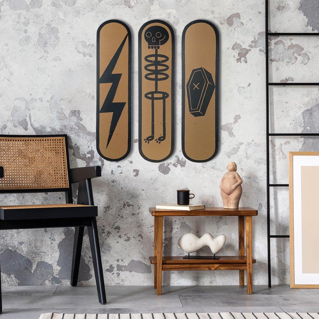 Skateboard Wall Art Set, "Lightning" Hand-Painted Wall Decor - wboxgo.com