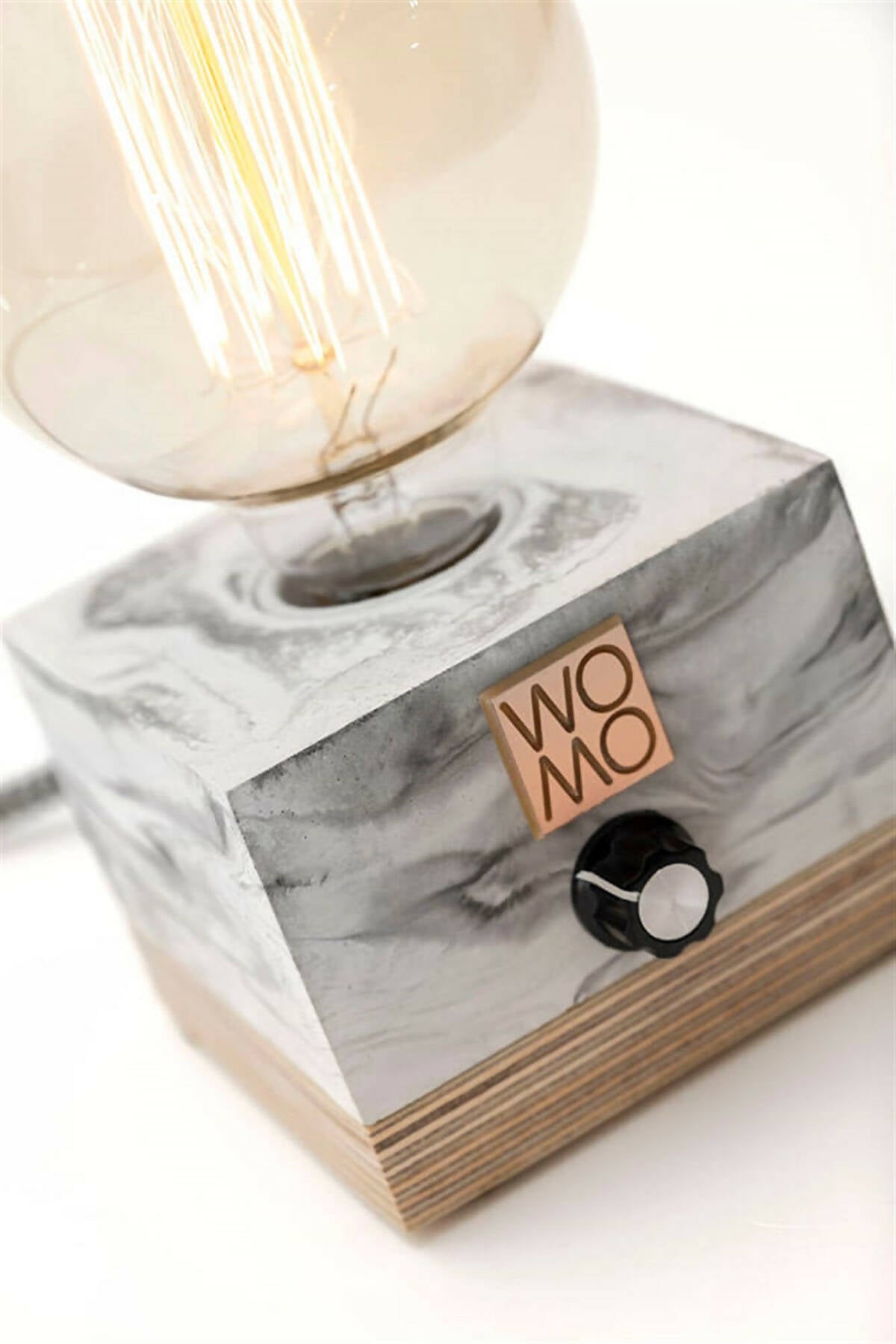 White Marble Dimmable Table Lamp, Concrete Design Table Lamp, Industrial Decor, Edison Bedside Lamp, Concrete Home Decor