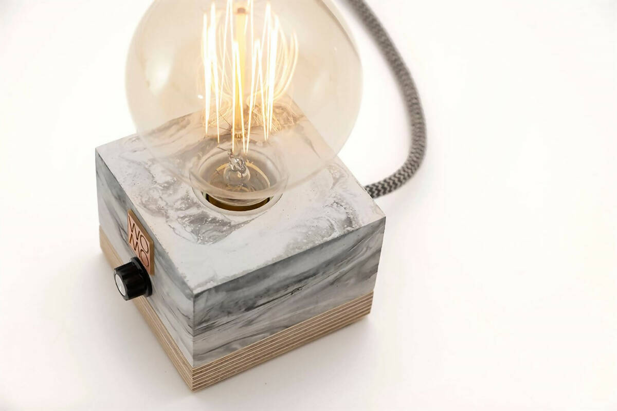 White Marble Dimmable Table Lamp, Concrete Design Table Lamp, Industrial Decor, Edison Bedside Lamp, Concrete Home Decor