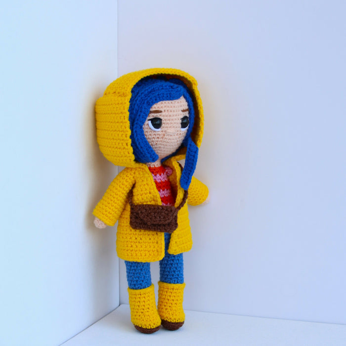 Custom Coraline Jones Crochet Doll, Handmade Knit Amigurumi Coraline Doll, Knitted Coraline Gift, Crochet Art Doll, Custom Handcrafted Order