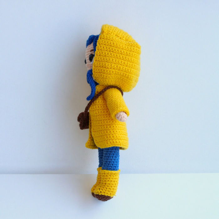 Custom Coraline Jones Crochet Doll, Handmade Knit Amigurumi Coraline Doll, Knitted Coraline Gift, Crochet Art Doll, Custom Handcrafted Order