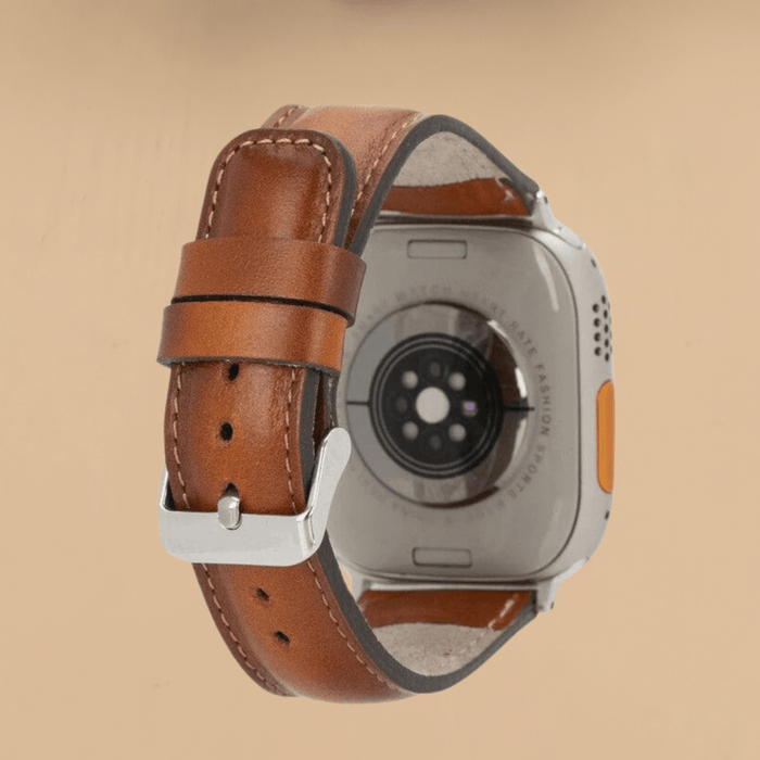 Rustic Brown Leather Classic Apple Watch Band for All Series - LEATHERE