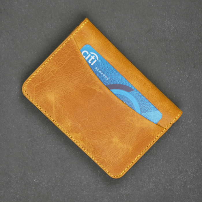 Yellow Leather Thin Wallet with Card Holder - LEATHERE