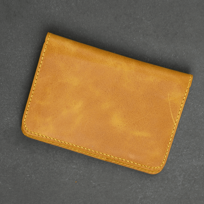 Yellow Leather Thin Wallet with Card Holder - LEATHERE