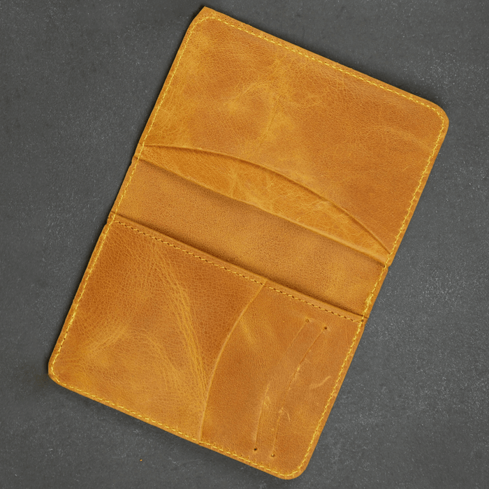 Yellow Leather Thin Wallet with Card Holder - LEATHERE