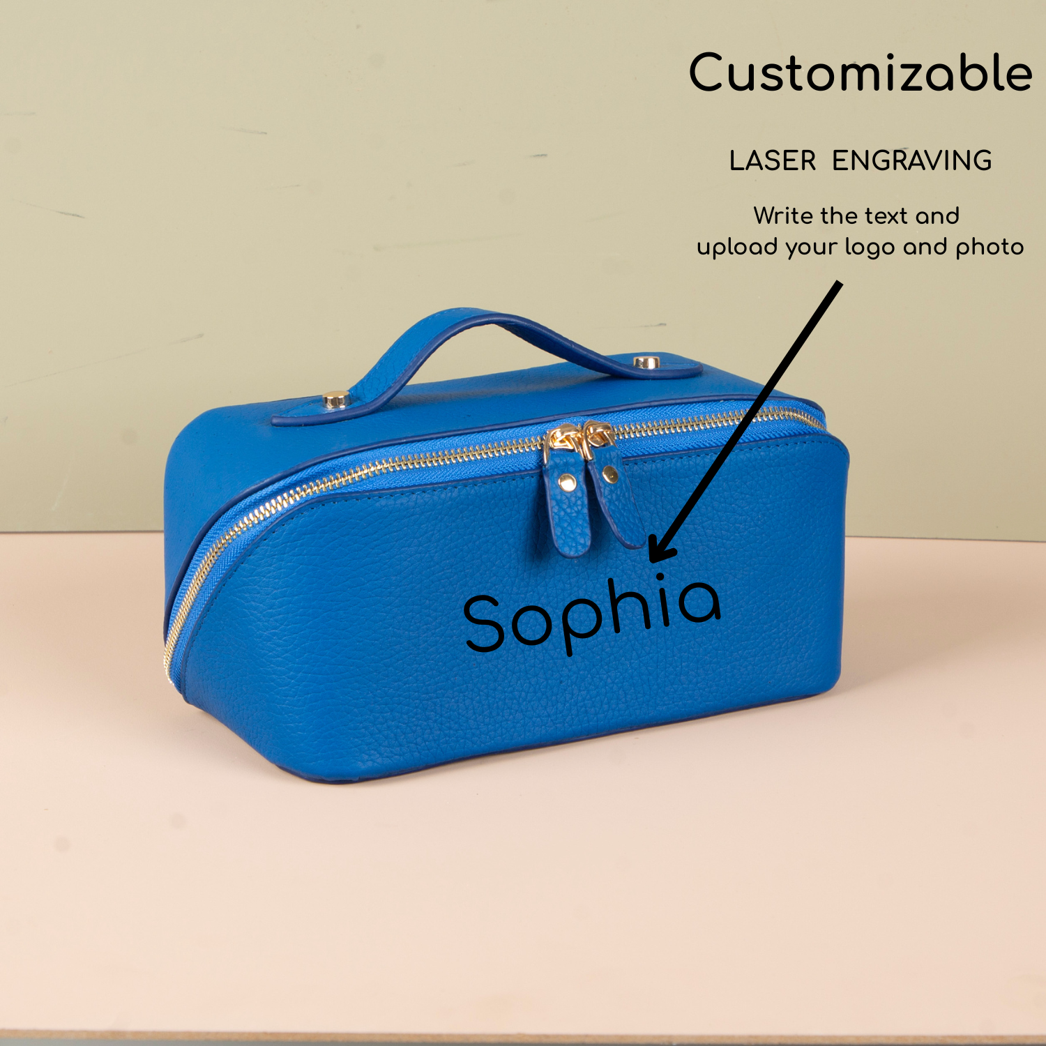 Luxury Leather Travel Vanity Case – Elegant & Spacious-Royal blue - San Jose