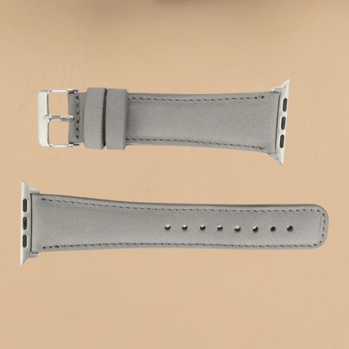 Grey Leather Classic Apple Watch Band for All Series - LEATHERE