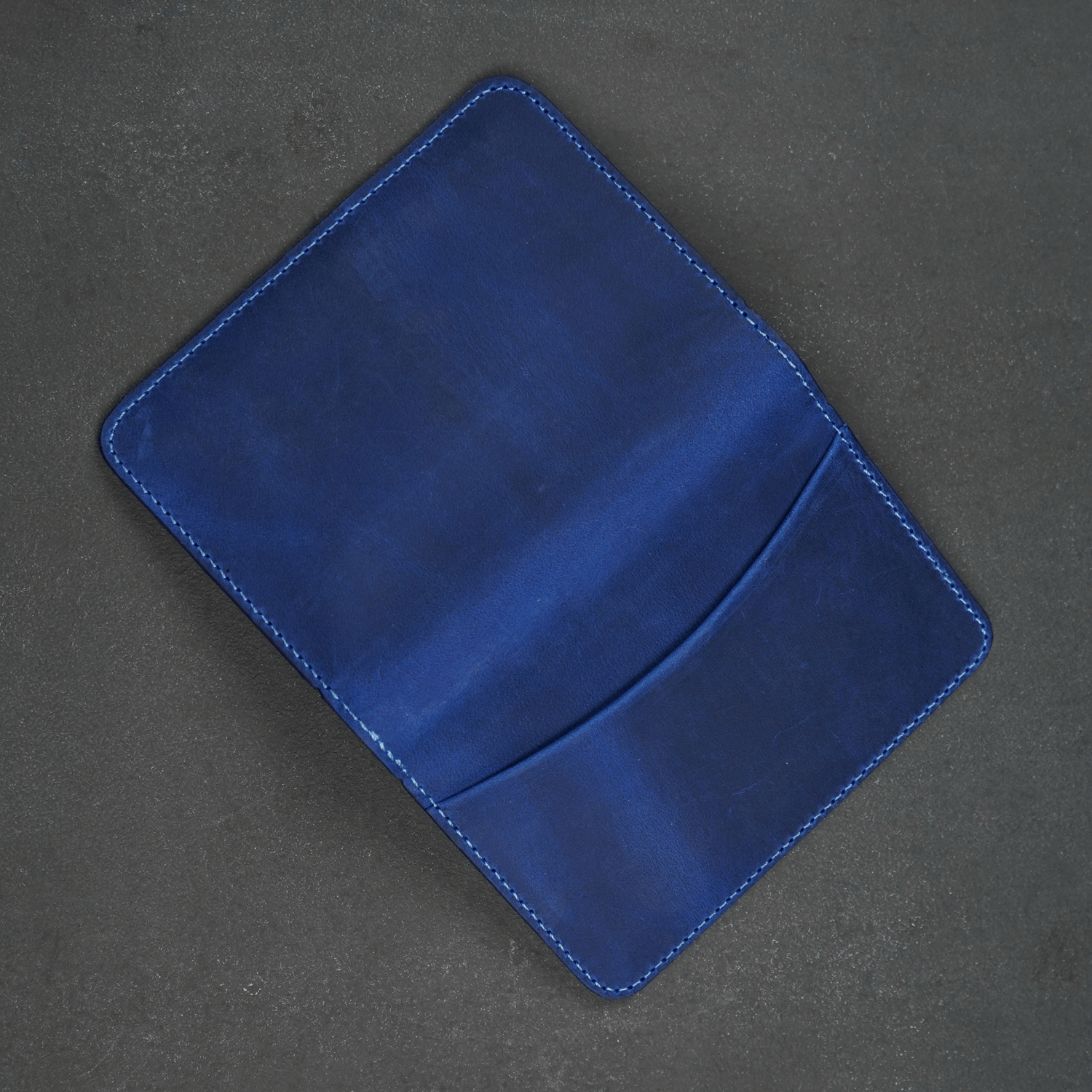 Blue Leather Thin Wallet with Card Holder - LEATHERE