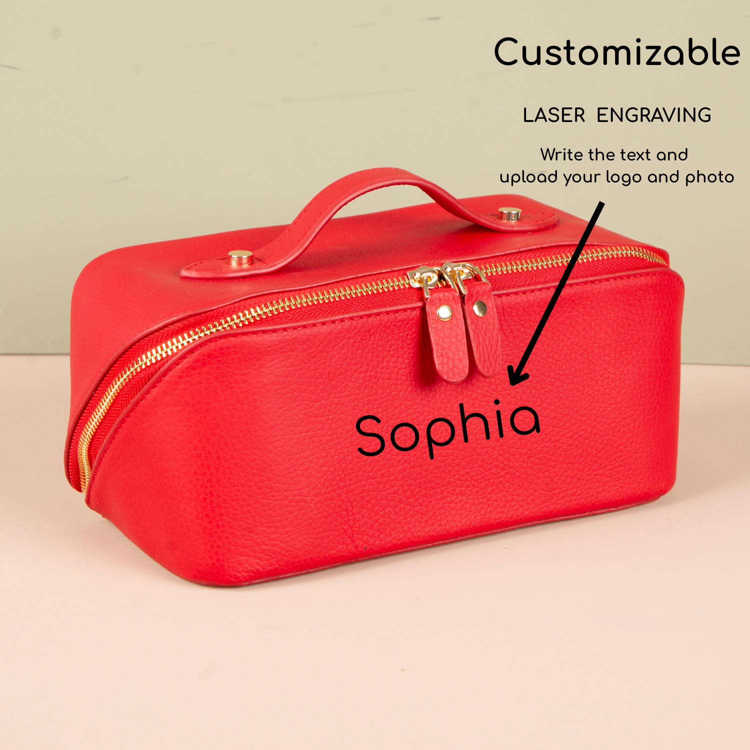 Luxury Leather Travel Vanity Case – Elegant & Spacious-Scarlet red - San Jose