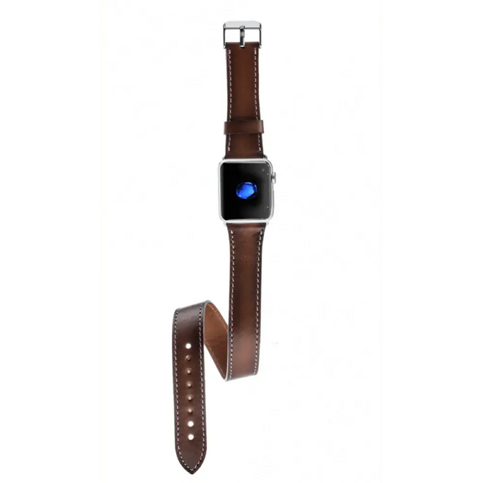 Brown Leather Double Tour Apple Watch Band - LEATHERE