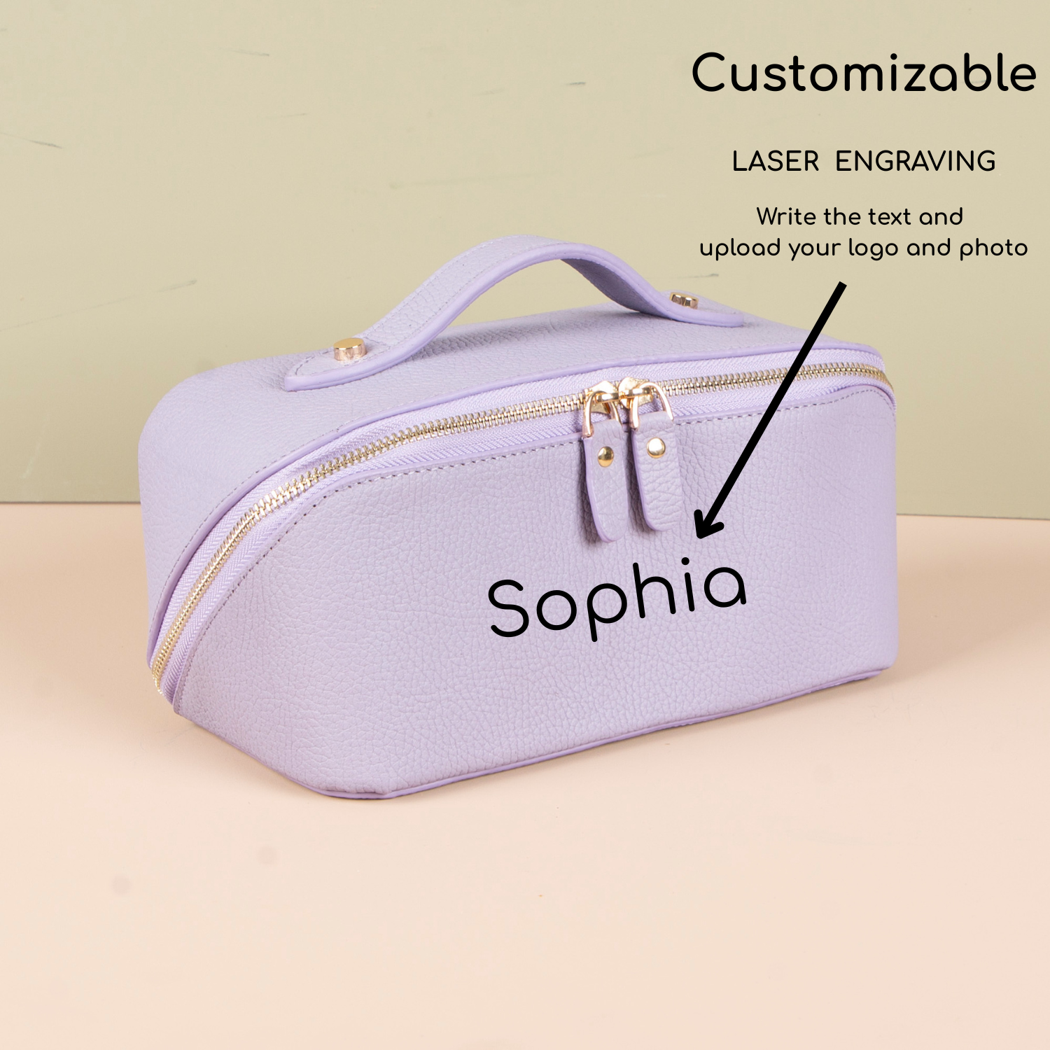 Luxury Leather Travel Vanity Case – Elegant & Spacious- Soft lavender - San Jose