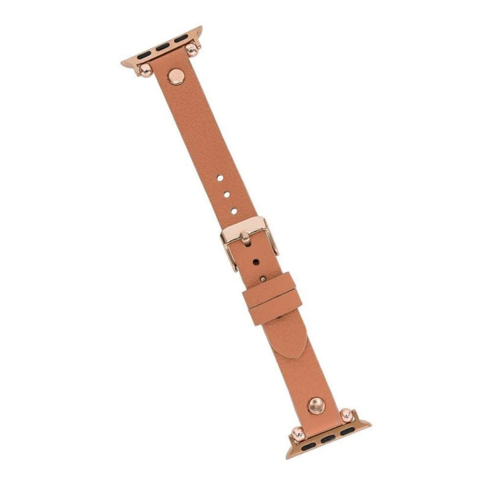 Brick Leather Slim Apple Watch Band with Rivet - LEATHERE