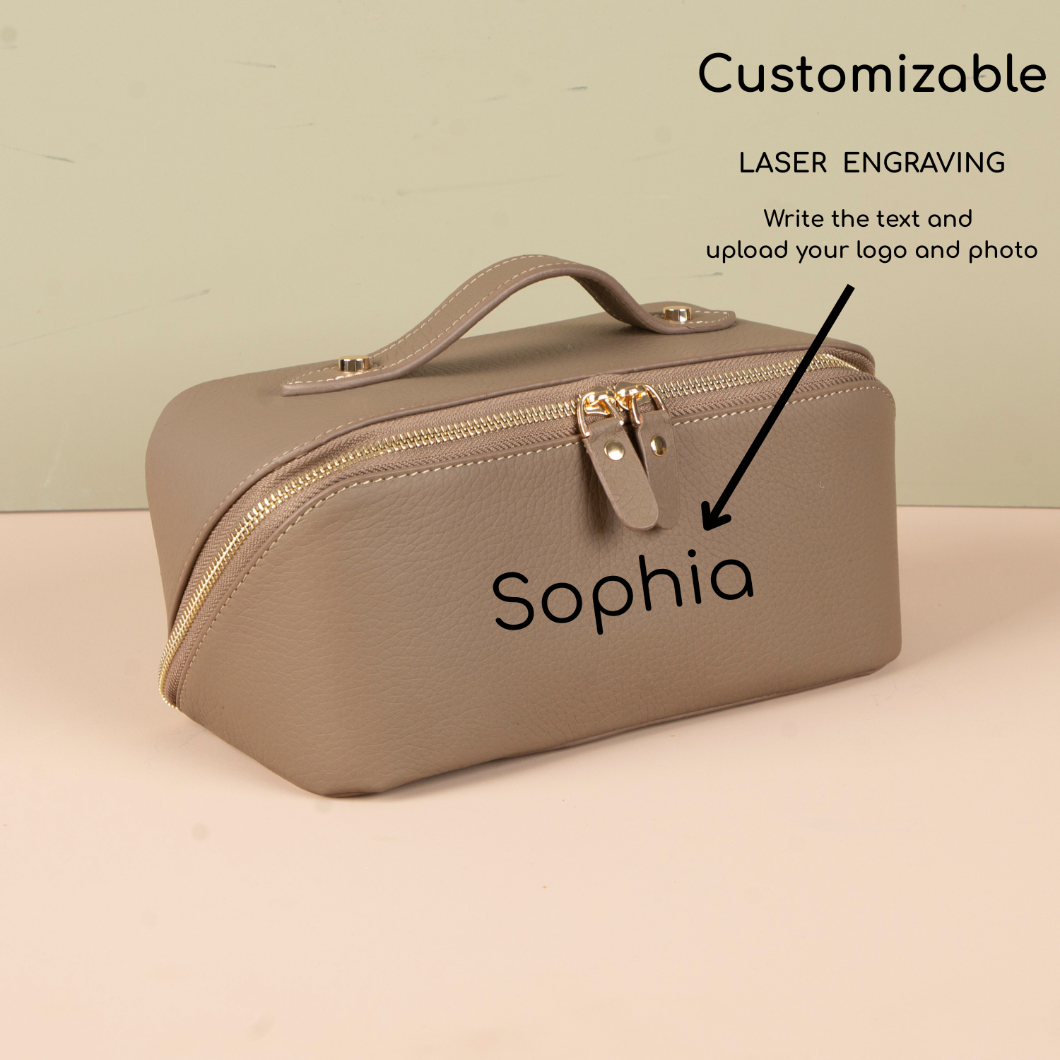 Luxury Leather Travel Vanity Case – Elegant & Spacious- Warm taupe - San Jose