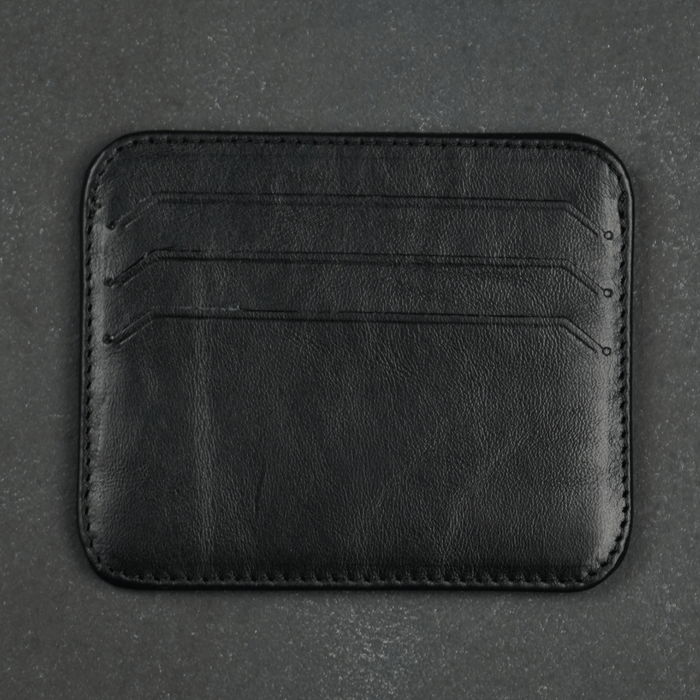 Black Leather Thin Card Holder Wallet - LEATHERE