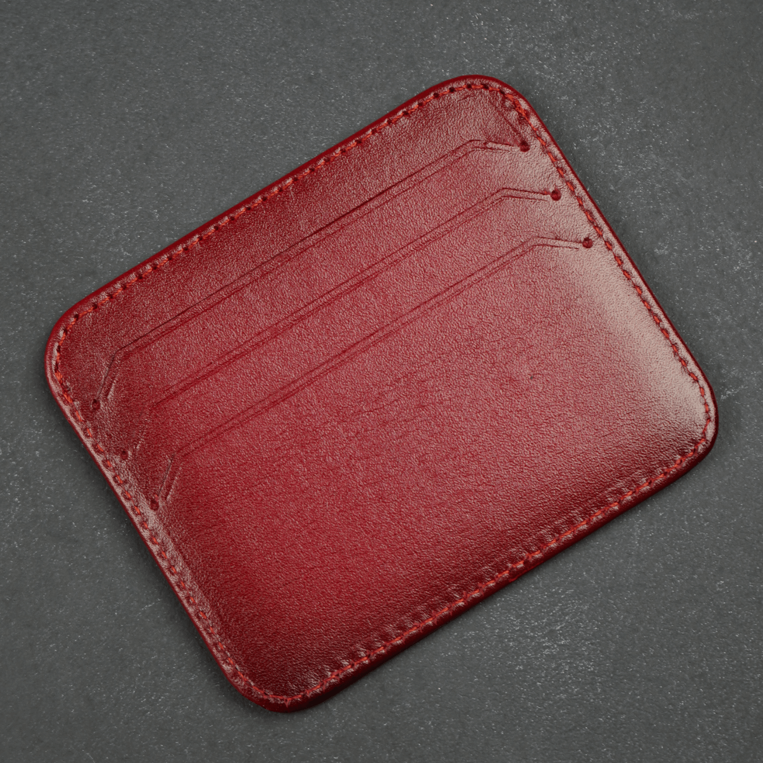 Red Leather Thin Card Holder Wallet - LEATHERE