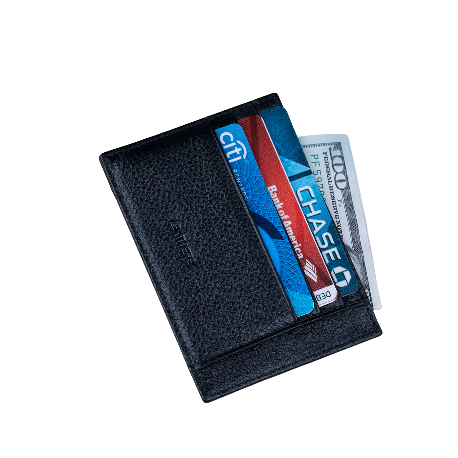 Slim Leather Cardholder Wallet - Black - Joliet