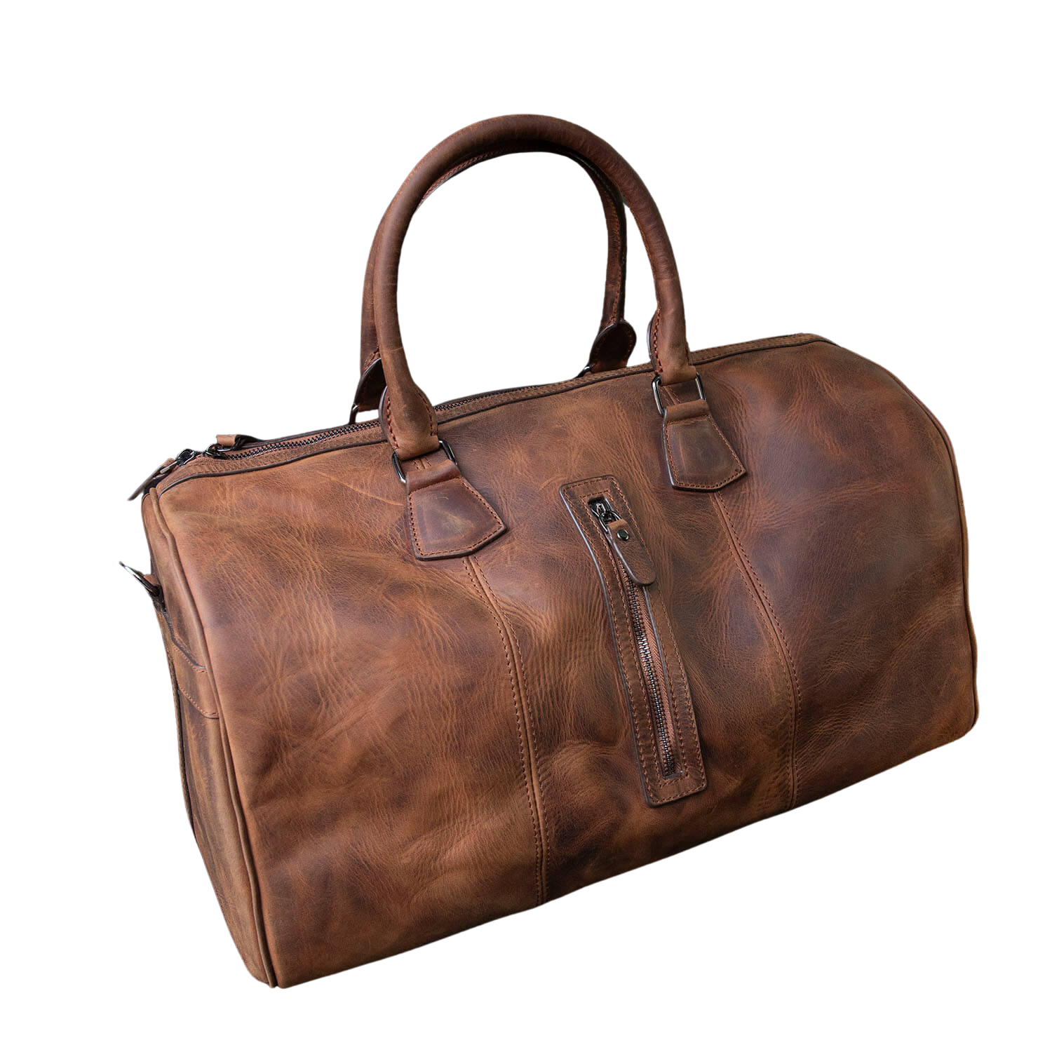 Vintage Leather Weekender Bag - Brown - Edison