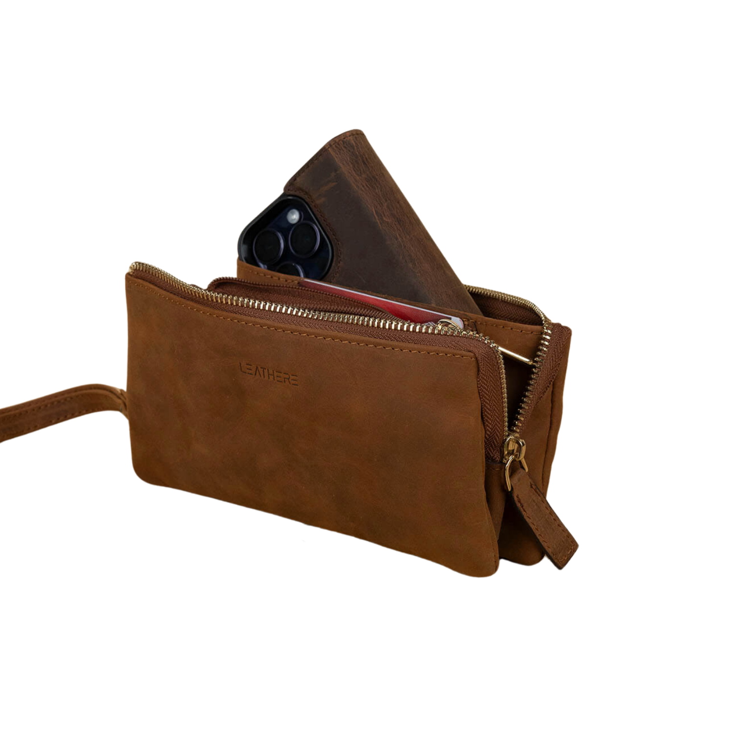 Women's Multi-Compartment Leather Wallet - Light Brown - Lowell