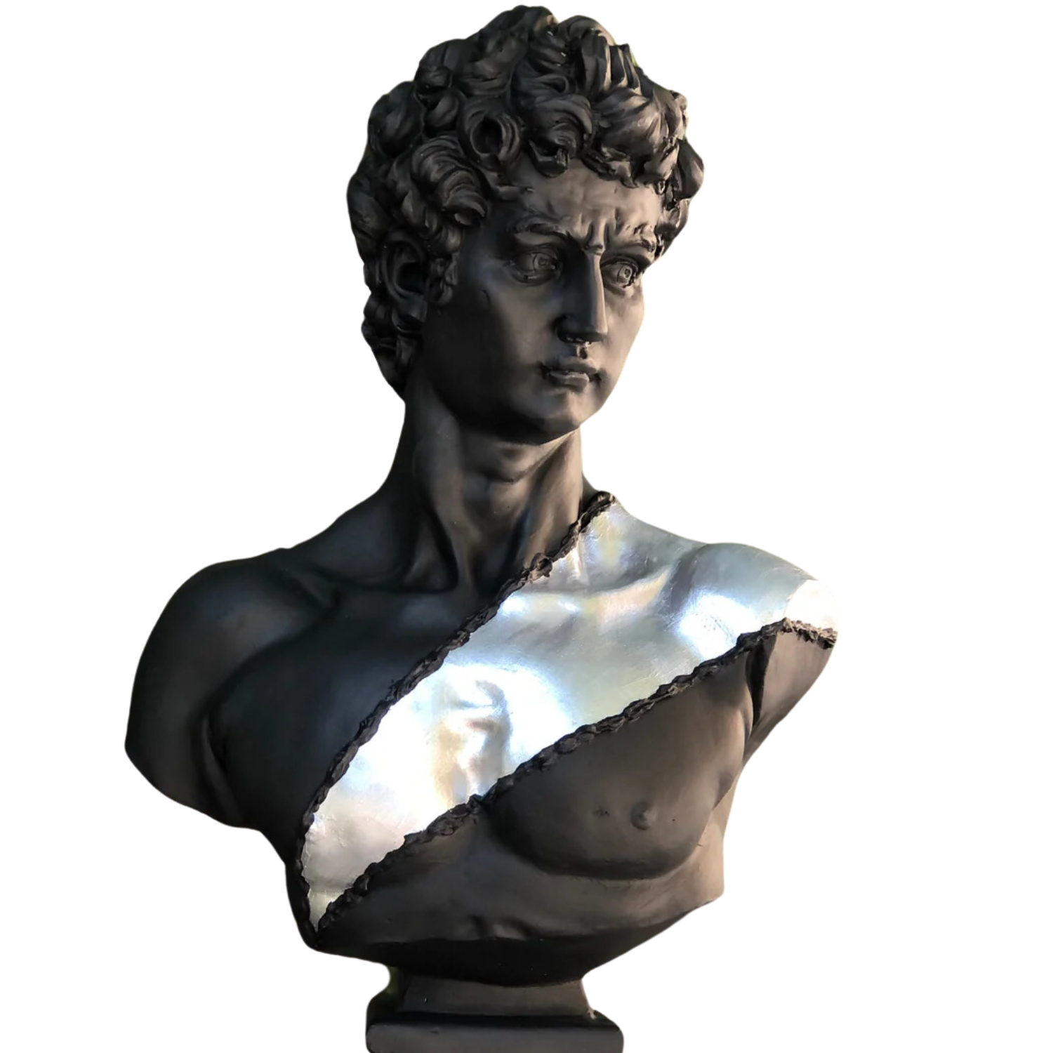 David 'Silver Sash' Pop Art Sculpture, Modern Home Decor, Large Sculpture - wboxgo.com