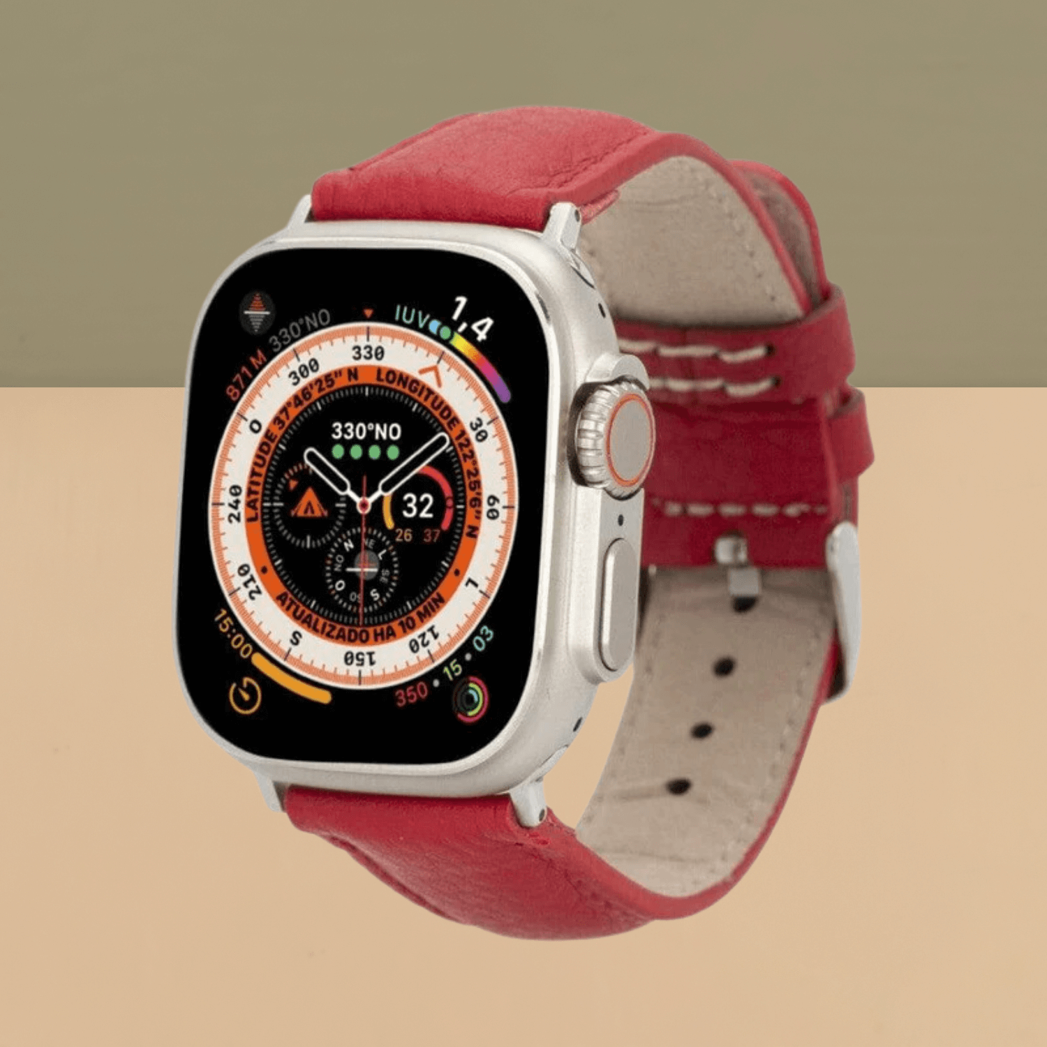 Red Leather Classic Apple Watch Band for All Series - LEATHERE