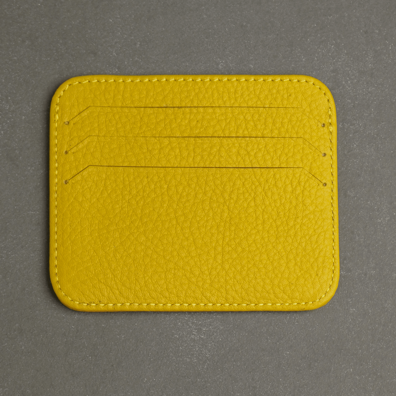 Yellow Leather Thin Card Holder Wallet - LEATHERE