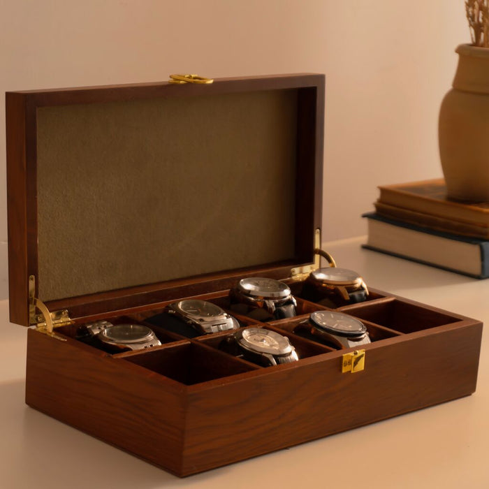 Versatile Wooden Jewelry Box with 8 Compartments