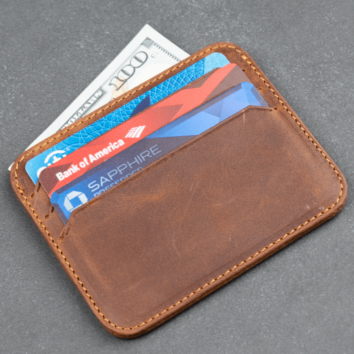 Fine Leather Card Holder - Dark Brown - Bellevue